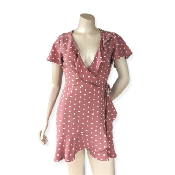 Missguided Dresses Nwt Missguided Pink Polka Dot Mini Faux
